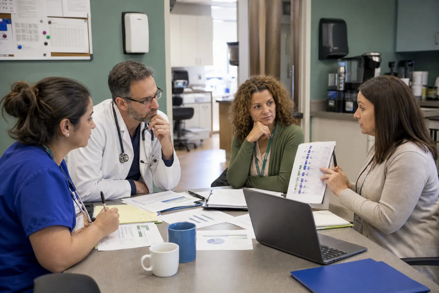 Team reviewing outsourced medical billing